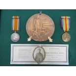 A pair of WWI medals together with memorial plaque and card named to 2746 PTE WILLIAM SMITH 4TH BN.