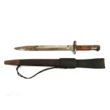A British 1903 pattern bayonet, stamped 10 7, crown and 1903 unclear,