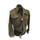 A 1940 pattern captain's battledress blouse (possibly post-war) and trousers,