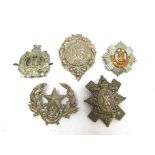 Five Scottish military hat badges