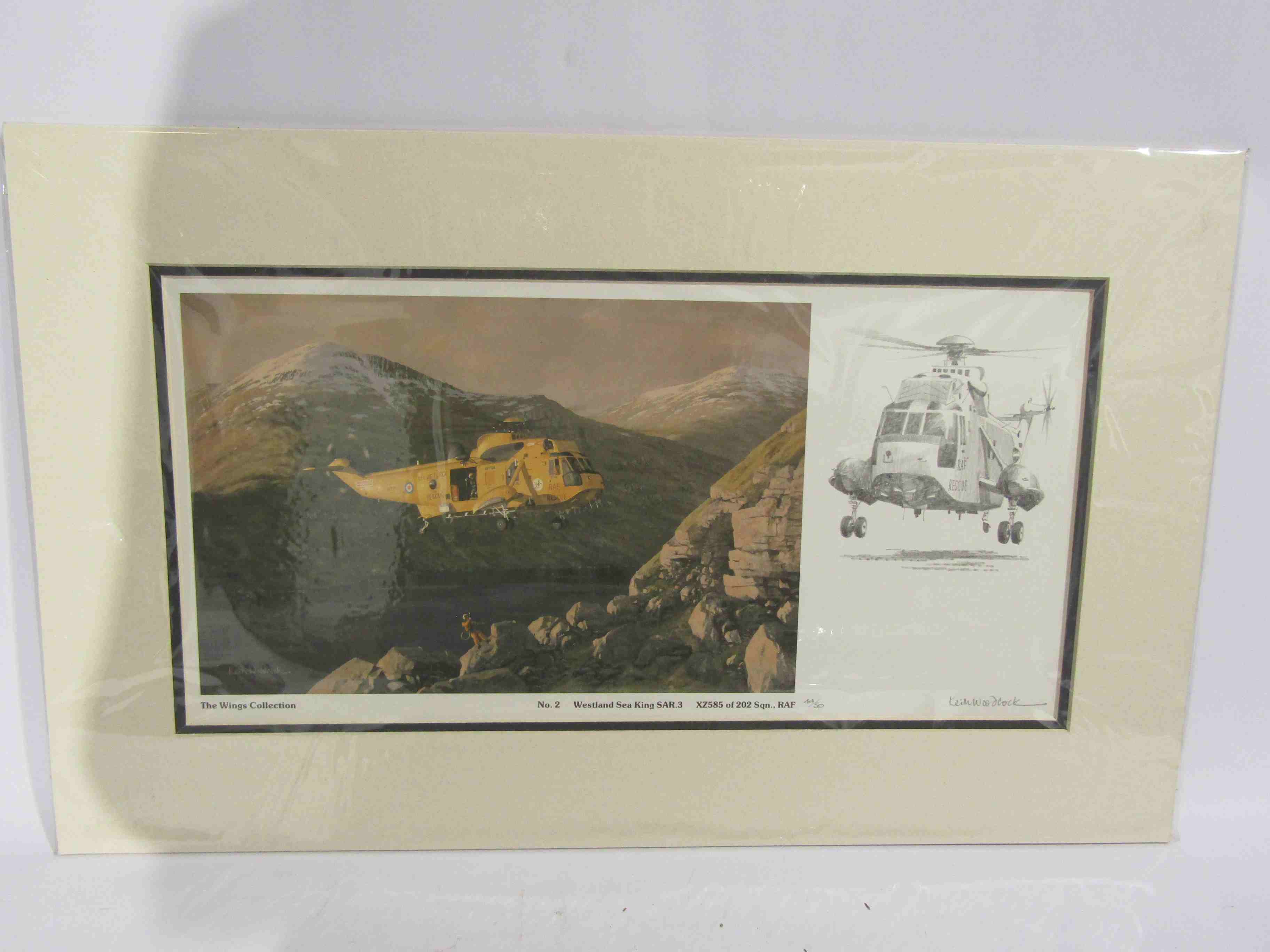 Two Keith Woodcock limited edition prints: Sea King SAR3 44/50 and Short Sunderland Mk.