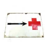 A mid 20th Century (possibly WWII) Red Cross / First Aid enamel sign,