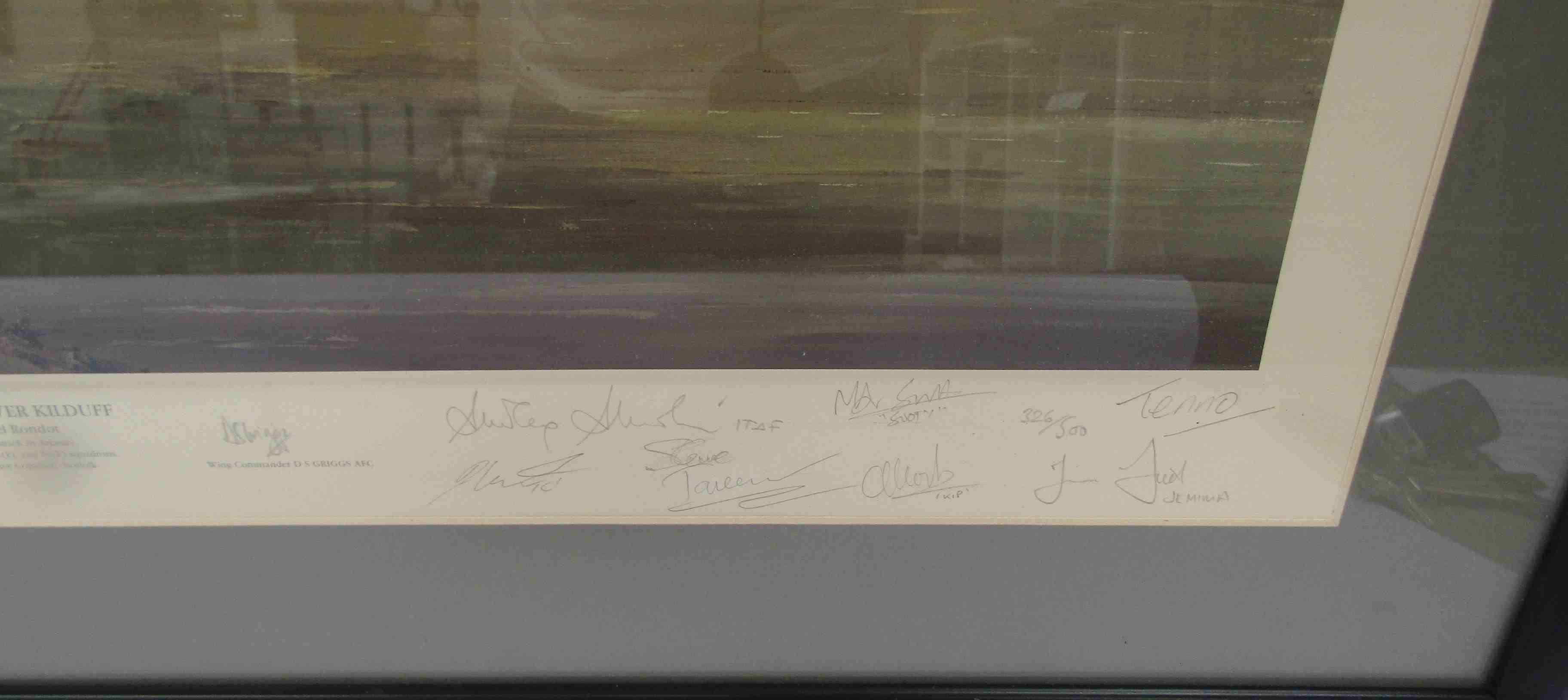 JAGUAR OVER KILDUFF: A signed print of Jaguar aircraft over countryside, multiple signatures, - Image 2 of 3