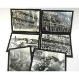 A collection of mounted photographs depicting German soldiers on the coast amidst battle damage,