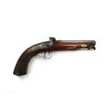 An early 19th Century percussion pistol by Cartwright of Norwich with walnut stock, engraved lock,