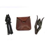 A WWII field saw with leather case together with two pairs of WWII wire cutters (3)