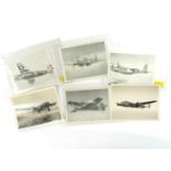 Six aviation photographs including AM marked and restricted, Mosquito,