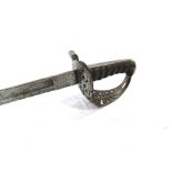 A late Victorian officer's sword, the pierced steel guard with shagreen grip,