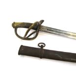 A 19th Century brass hilted officer's sword with curved blade,