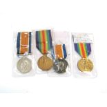 Two pairs of WWI medals named to K.28355 W. WOOD STO. 1. R.N. and PTE. C. BRAND DURH. L.I.