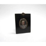 A miniature painting of a Continental officer, possibly on ivory,