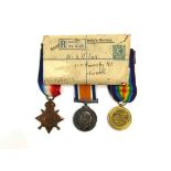 A WWI 1914-15 medal trio named to 2813 CPL. A.W. BIRD NORF. R. (and L.