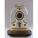 A 19th Century French alabaster mantel clock with Roman enamelled chapter ring,