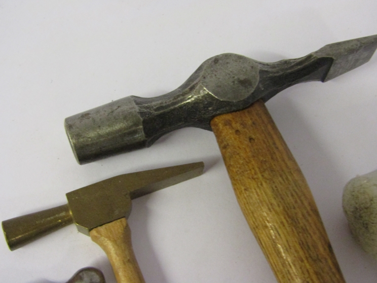 Four watchmaker's hammers including brass headed and ball pein, - Image 3 of 4