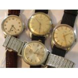 Four mid 20th Century steel cased manual wind wristwatches inclduing Oris, Mira,