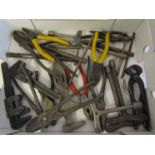 A box of various pliers,