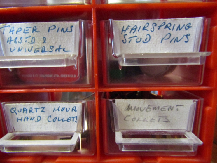 Three boxes of mixed horological raw materials/consumables including oilers, emery laps, shellac, - Image 6 of 12