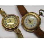 Two early 20th Century lady's wristwatches in 9ct and 14K gold