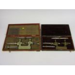Two cased antique Jacot tools for pivot filing and polishing,