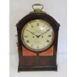 A Regency period flame mahogany bracket clock with Roman convex dial signed French, Royal Exchange,