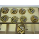 Nine early 20th Century pocket watch movements with stems and cylinder/Swiss lever escapements,