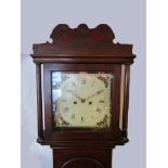 A George III mahogany longcase clock with painted square 12" dial,