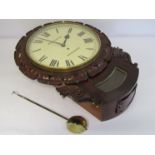 A 19th Century mahogany drop dial wall clock with 12" Roman dial signed Whitehead, Sevenoaks,