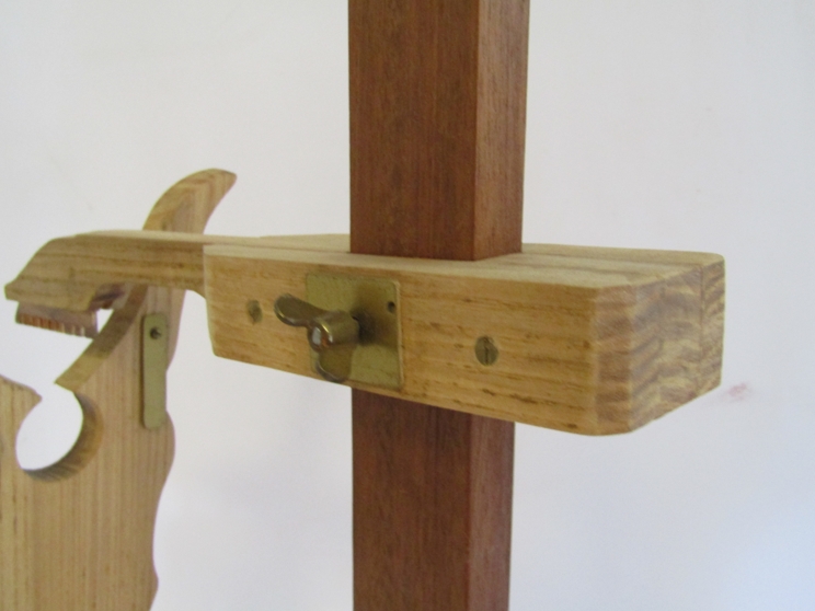 A handbuilt wooden longcase testing stand and a French pendulum clock testing stand (2) - Image 4 of 6