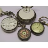 An 18th Century silver cased open faced pocket watch (back half of pair case present),