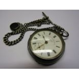 A late 19th Century silver open faced English lever pocket watch retailed by J.