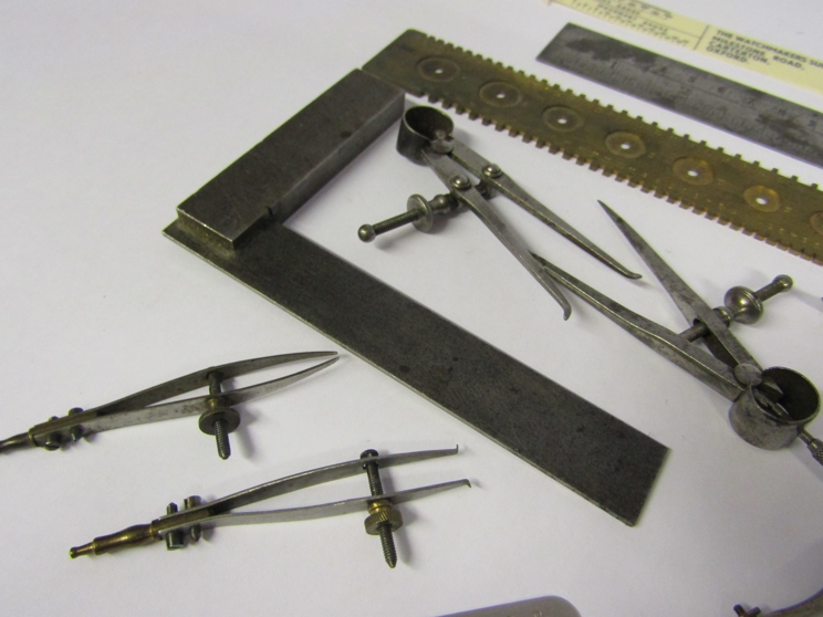 An assortment of horologist's/jeweller's marking and measuring tools including ring and stone - Image 2 of 5
