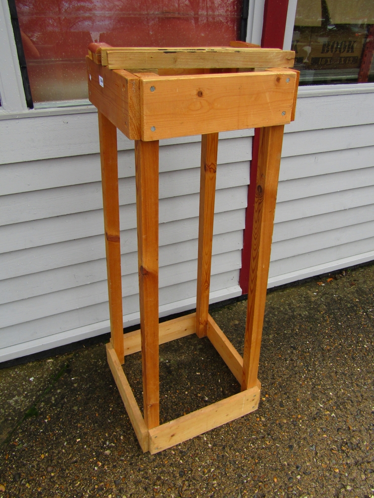 A handbuilt wooden longcase testing stand and a French pendulum clock testing stand (2) - Image 5 of 6