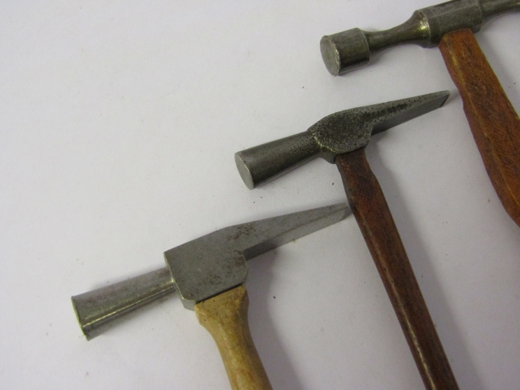 Four watchmaker's hammers including brass headed and ball pein, - Image 2 of 4