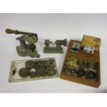 Assorted watch glass removing/inserting tools including OVA press and mixed dies, Bergeon-Vigor no.