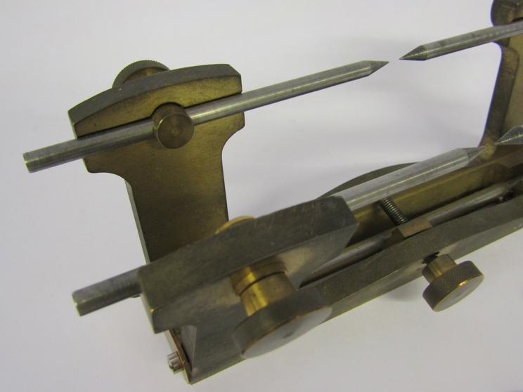 A handmade brass and steel clockmaker's depthing tool with various runners etc, - Image 3 of 4