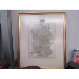 A late 18th Century map of Lincolnshire in a gilt frame
