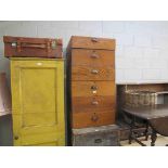 Six 1920's oak drawers with cup handles