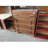 A 1940's oak chest of four drawers