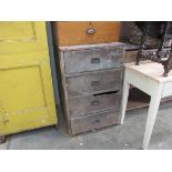 A Victorian pine bank of four drawers with campaign handles