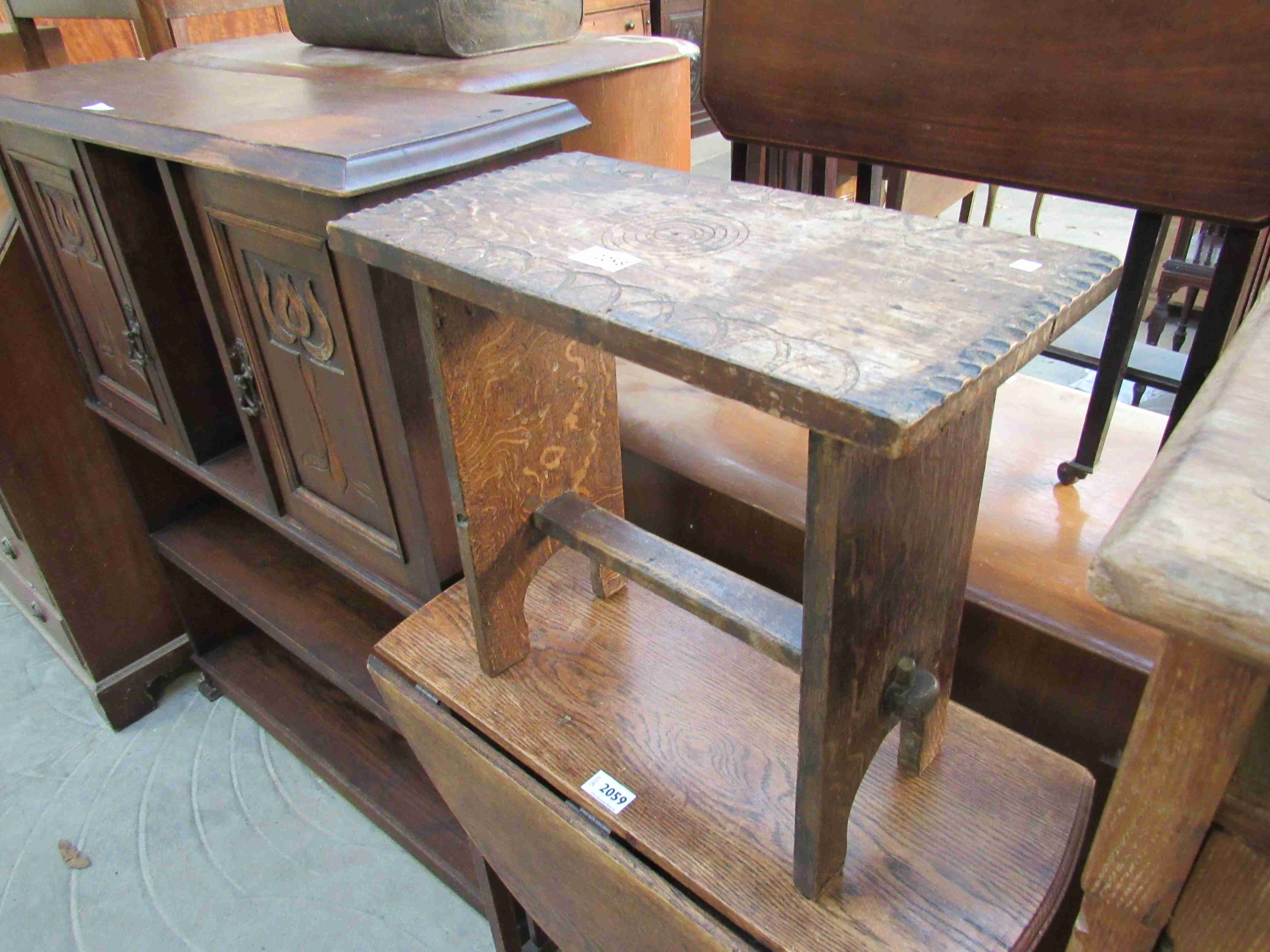 A carved oak stool