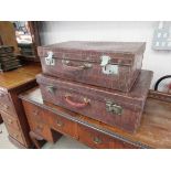 Two vintage crocodile skin suitcases,