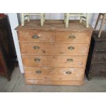 A Victorian pine two over three chest of drawers