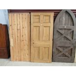 A pair of Victorian pine panelled interior doors and another (3)