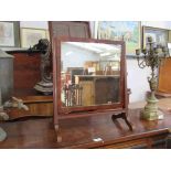 A 19th Century mahogany dressing table mirror with urn finials