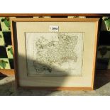A late 18th Century map of Middlesex in a light oak frame