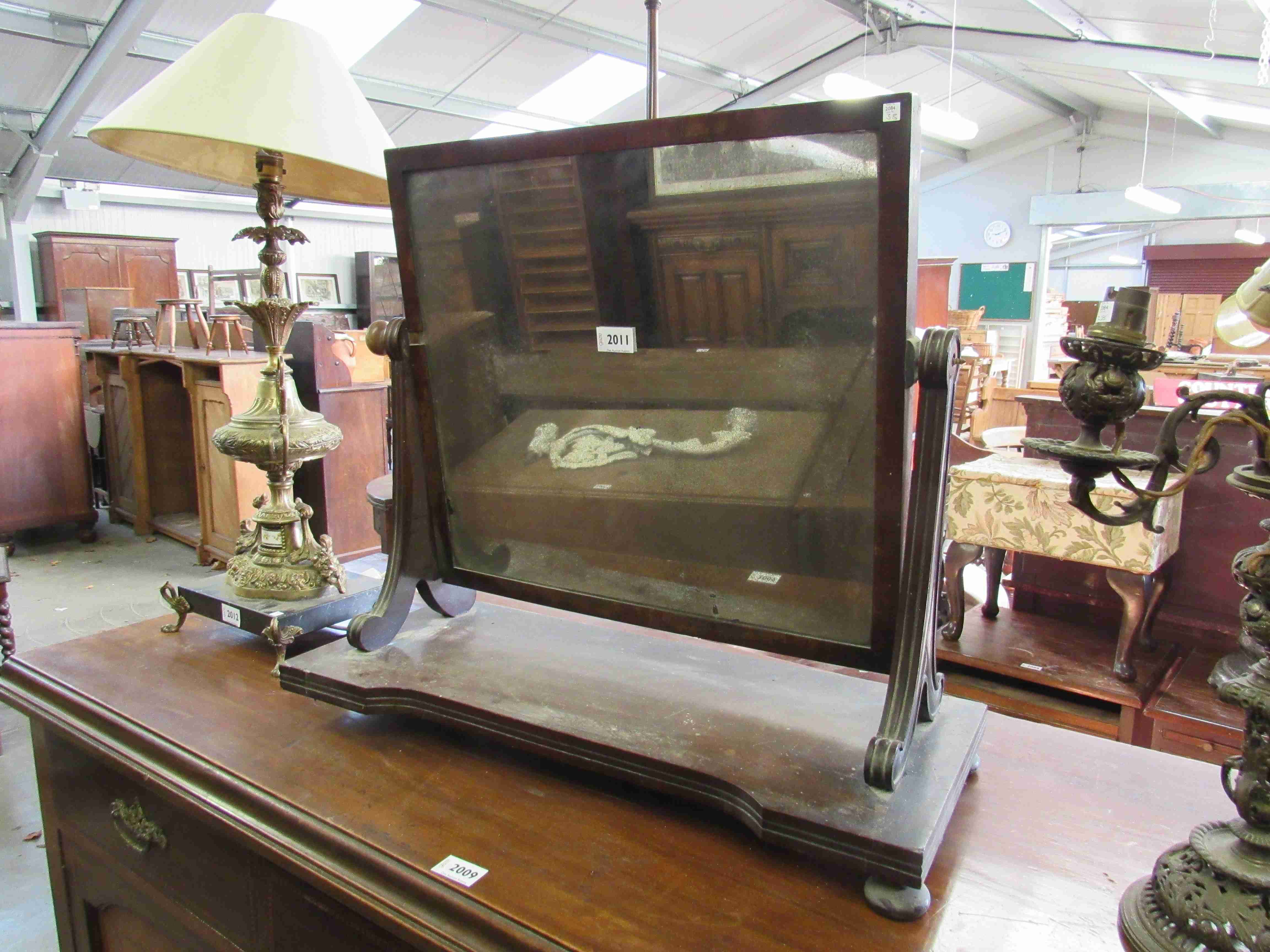 A Regency mahogany dressing table mirror for restoration,