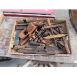 A tray of bygone carpenters tools