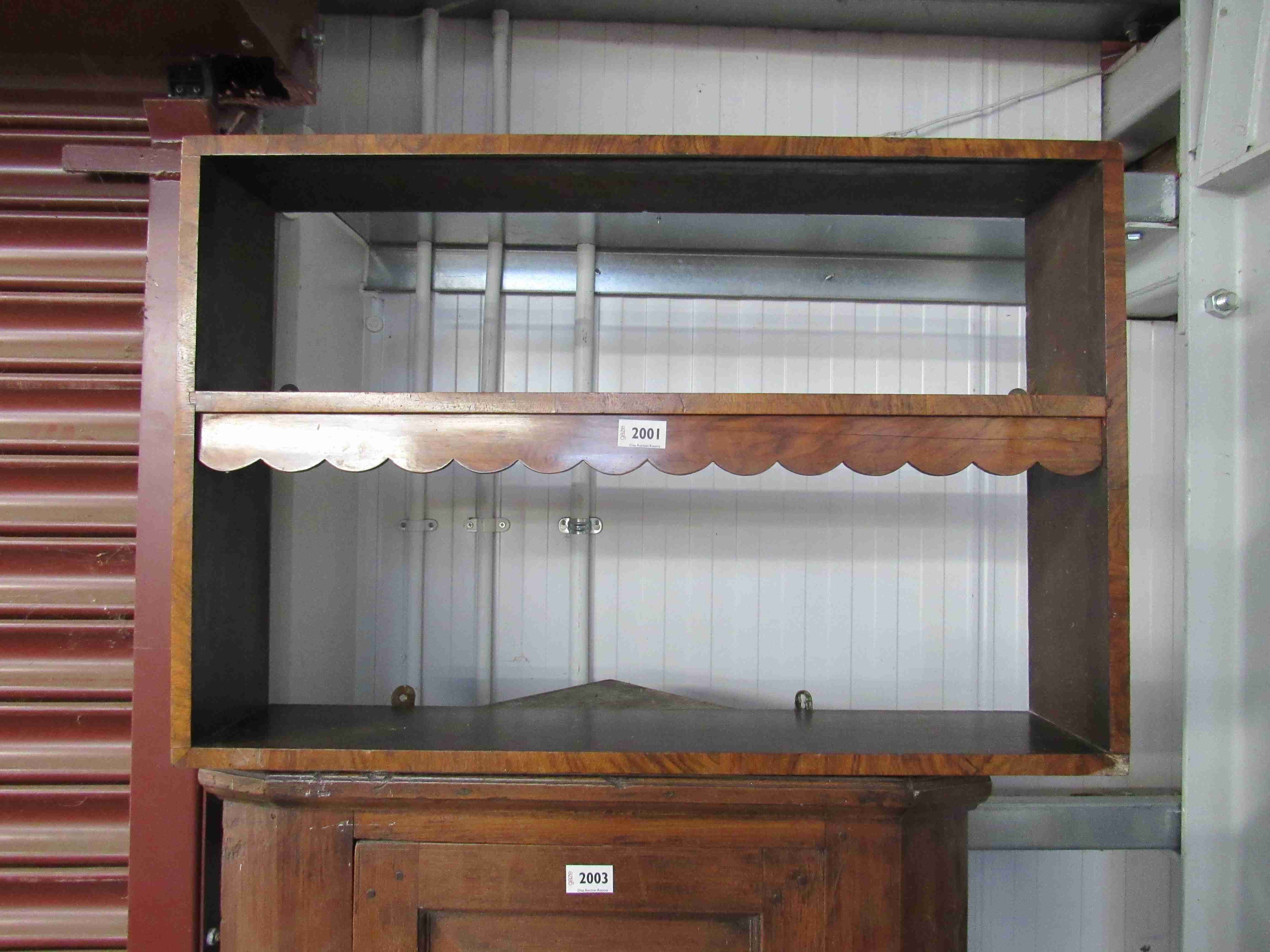 An Art Deco walnut wall shelf