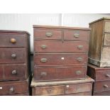 A Victorian mahogany two over three chest of drawers,