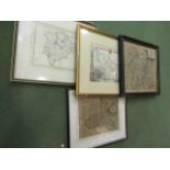 Four various 17th Century and later maps including Saxton East Yorkshire